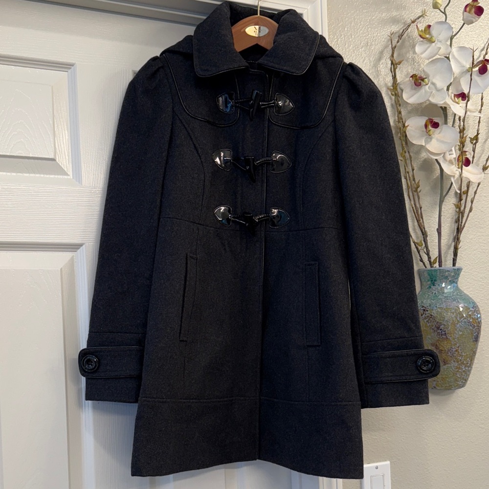 Guess Black Toggle Coat with removable hood